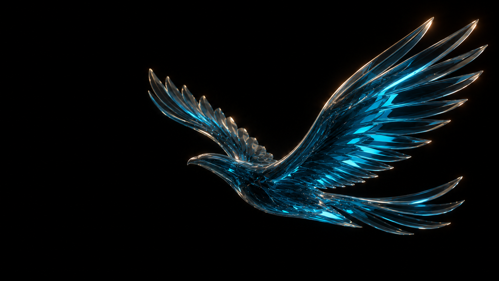 Crystalline bird in flight